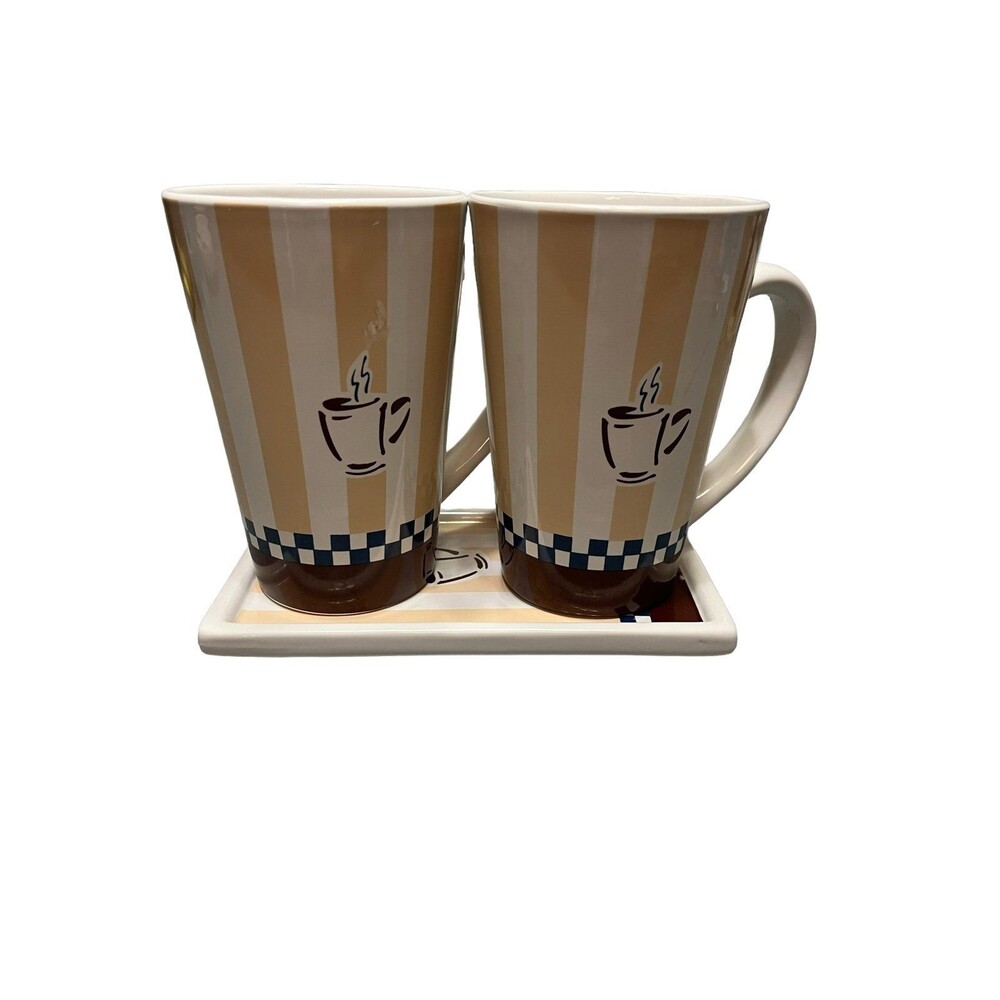 Set Of 2 16oz Coffe Mugs With Saucer